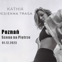 Black and white concert poster with photo of Kathia and information about the event.