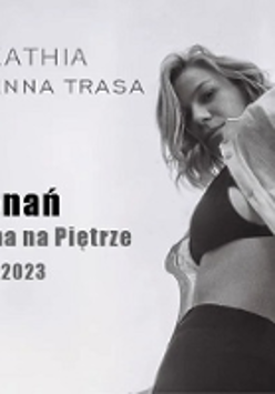 Black and white concert poster with photo of Kathia and information about the event.