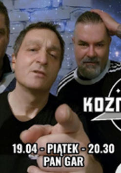 Concert poster: photo of three men and information about the event.