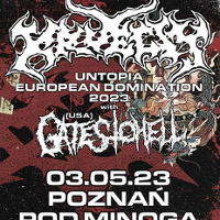 Concert poster with bands names.