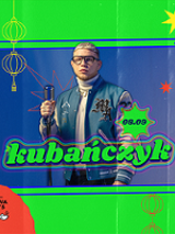 Concert poster with photo of the performer - a young man standing by a microphone.