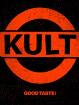Concert poster: the name of the band Kult in a circle, black background.