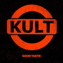 Concert poster: the name of the band Kult in a circle, black background.