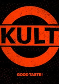 Concert poster: the name of the band Kult in a circle, black background.