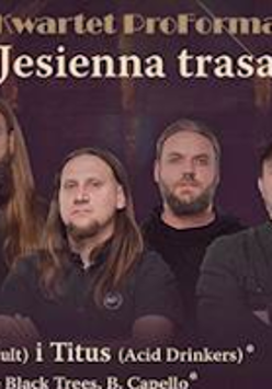 Concert poster: photo of the band and information about the event.