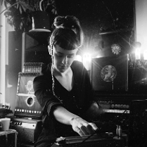 Black and white picture of the artist