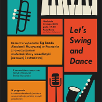 Concert poster: colourful drawings of musical instruments and information about the event.