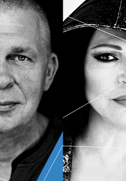 Black and white photo of Adam Nowak and Grażyna Łobaszewska.