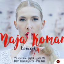 Concert poster: photo of Maja Koman's face and information about the event.