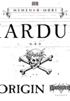 Black and white concert poster with a scull in the middle of it.
