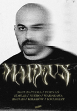 Black and white photo of the artist. Half of the photo is fuzzy.