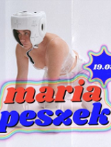 Concert poster - photo of Maria Peszek in white boxing headgear.
