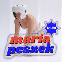 Concert poster - photo of Maria Peszek in white boxing headgear.