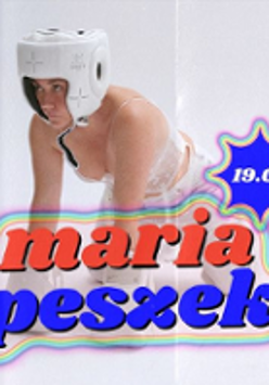 Concert poster - photo of Maria Peszek in white boxing headgear.