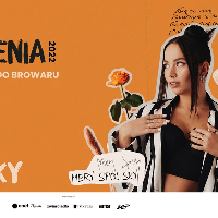 Picture of the artist on orange background among flowers