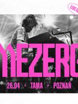 Concert poster - black and white photo of the artist and pink inscriptions - information about the concert