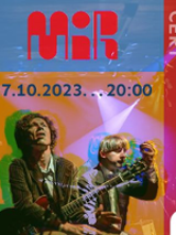 Concert poster: photo of the duo MIR and information about the event.