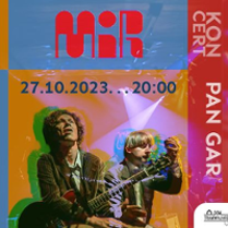 Concert poster: photo of the duo MIR and information about the event.