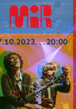 Concert poster: photo of the duo MIR and information about the event.