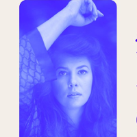 Photo of Monika Borzym in blue colours.