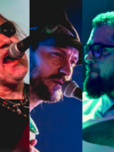 Picture divided into 3: three photos of musicians