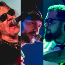 Picture divided into 3: three photos of musicians