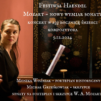 Concert poster: photo of one of the performers - a woman in black dress, and information about the event.
