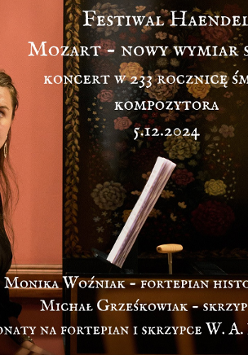 Concert poster: photo of one of the performers - a woman in black dress, and information about the event.