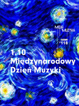 Concert poster: yellow circles on blue background and information about the event.