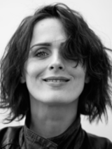 Black and white picture of the artist