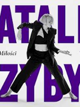 Concert poster - black and white photo of the singer and her name in violet colours as a background