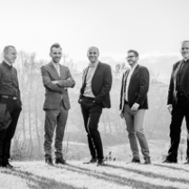 Black and white picture of the band