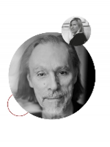 Black and white photo of John Porter - fragment of a concert poster