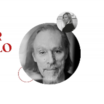 Black and white photo of John Porter - fragment of a concert poster