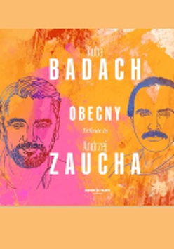 Concert poster: drawings-portraits of Kuba Badach and Andrzej Zaucha on orange and pink background. White inscription - the title of the concert.