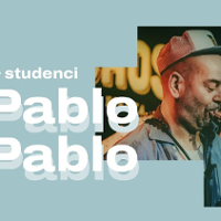 Concert poster: photo of a man playing the saxophone and the title of the concert.