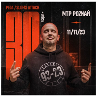 Concert poster: photo of Peja and information about the event.