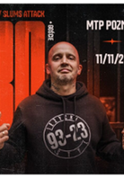 Concert poster: photo of Peja and information about the event.