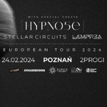 Concert poster - names of the bands and info about the event on the black background.