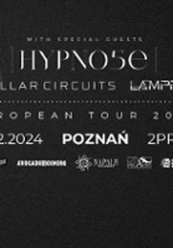 Concert poster - names of the bands and info about the event on the black background.