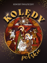 Concert poster with title of the concert and a drawing of the Holy Family in a circle,