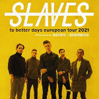 Picture of the band on yellow background. On the top of poster - information about the event.