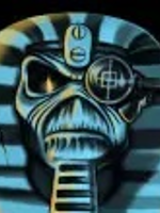 Black and blue drawing of a strange creature.