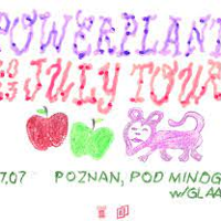 Event poster - colourful text and small drawings of two apples and an animal resembling a lion.