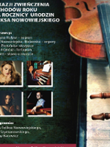 Concert poster with information about the event and four small photos of the performers.