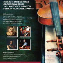 Concert poster with information about the event and four small photos of the performers.