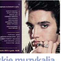 Concert poster with Elvis Presley photo.