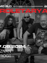 Black and white photo of the band and information about the event.