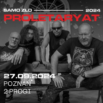 Black and white photo of the band and information about the event.