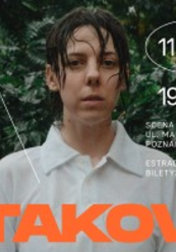 Photo of ptakova and information about the event. Green leaves as a background.